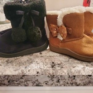 Toddler Size 5 Baby Girl Fur and Suede Boots 2 pc.